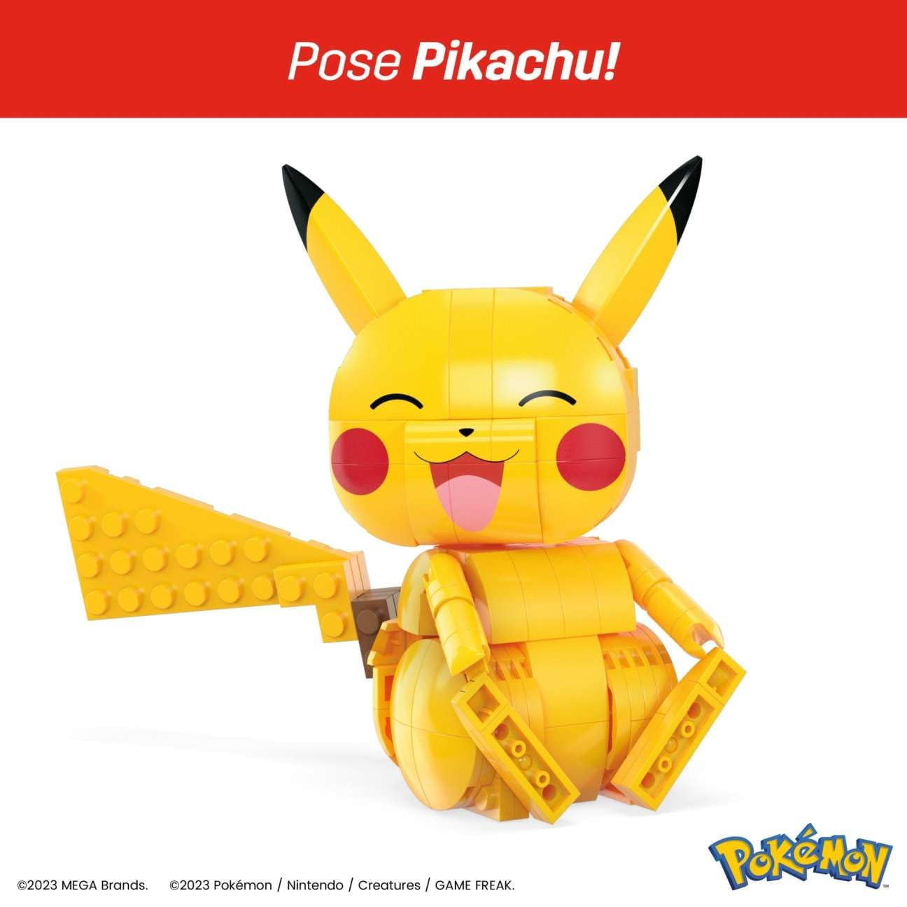 Pokemon Mega Construx Trio, 583-Piece Building Set, Pikachu Eevee Piplup Figures, 4" Tall