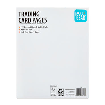 Pen + Gear 9-Pocket Protective Trading Card Pages, 8.5 in x 11 in, Clear, 10 Count