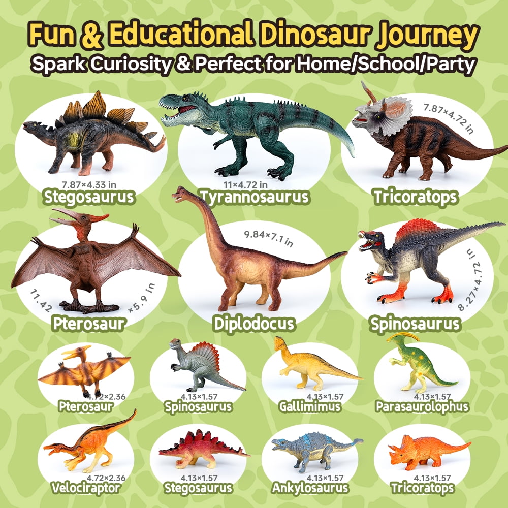 Drefirsa Realistic Dinosaur Action Figures Plastic Toy Set, 14 Pieces