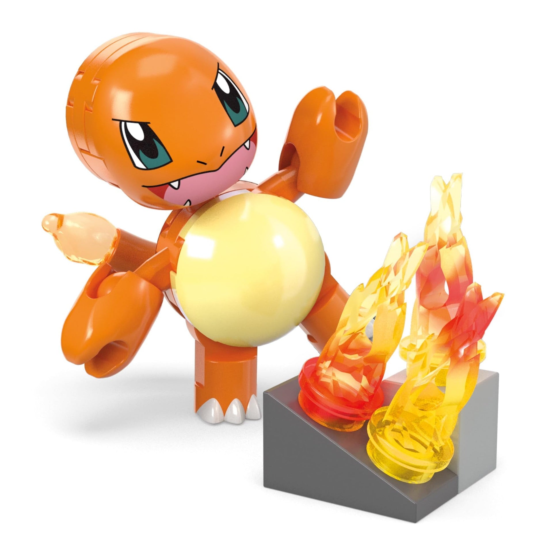 Mega Pokemon Action Figure Building Toys, Charmander's Fire-Type Spin with 81 Pieces, 1 Buildable Character and Turn Motion, for Kids