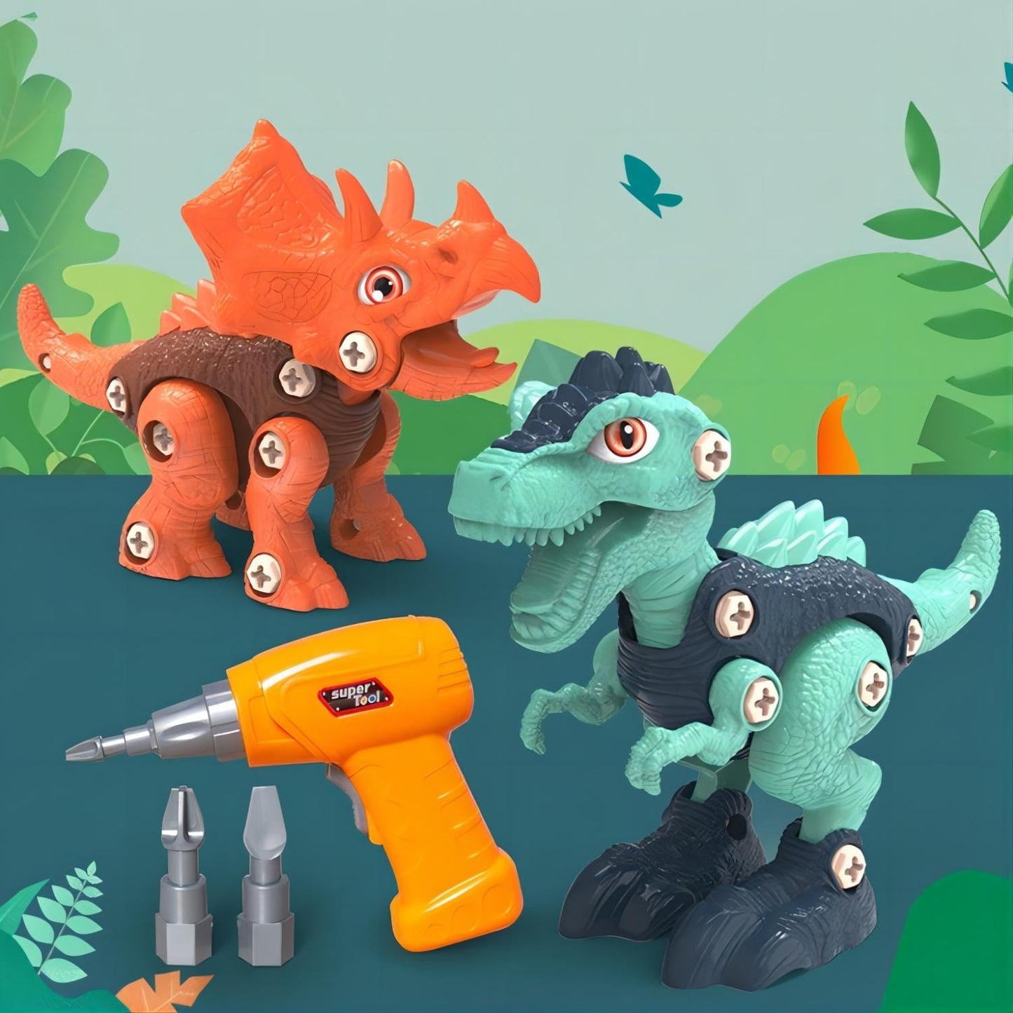 JBeeCtrl Dinosaur Toys for 3 4 5 6 7 Years Old Boys Take Apart Dinosaur Toys with Electric Drill for Kids 3-5 5-7 Construction Building Toy Party Christmas Birthday Gifts for Toddlers Boys Girls