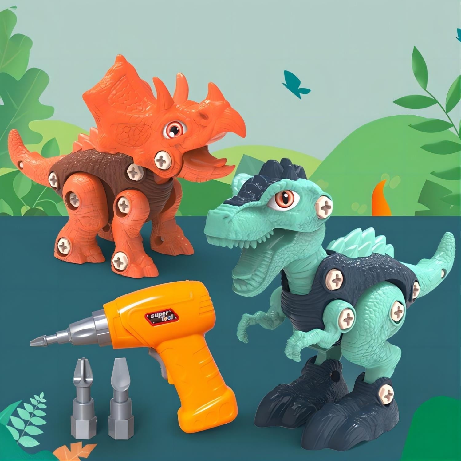 JBeeCtrl Dinosaur Toys for 3 4 5 6 7 Years Old Boys Take Apart Dinosaur Toys with Electric Drill for Kids 3-5 5-7 Construction Building Toy Party Christmas Birthday Gifts for Toddlers Boys Girls