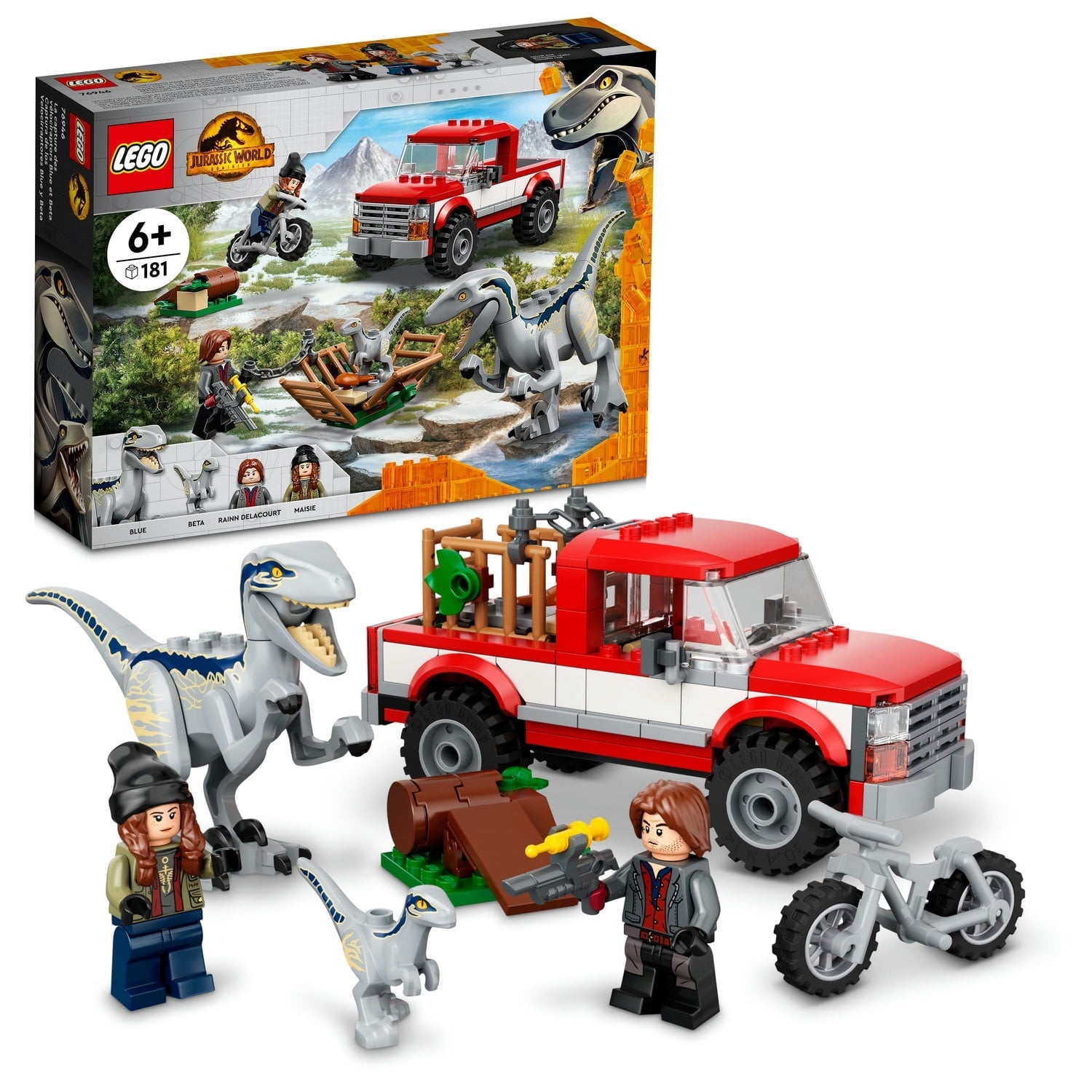 LEGO Jurassic World Blue and Beta Velociraptor Capture 76946 with Truck and 2 Dinosaur Toys for Kids, 2022 Dominion Movie Inspired Set