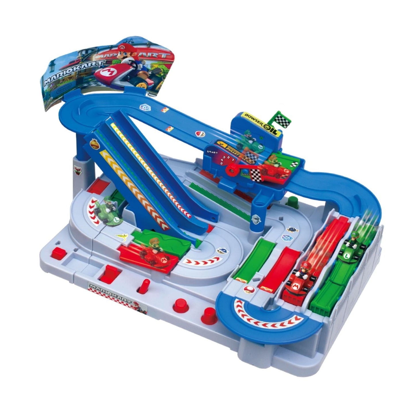 Epoch Games Super Mario Kart Racing Deluxe, Challenging Obstacle Course Track with Collectible Super Mario Kart Figures