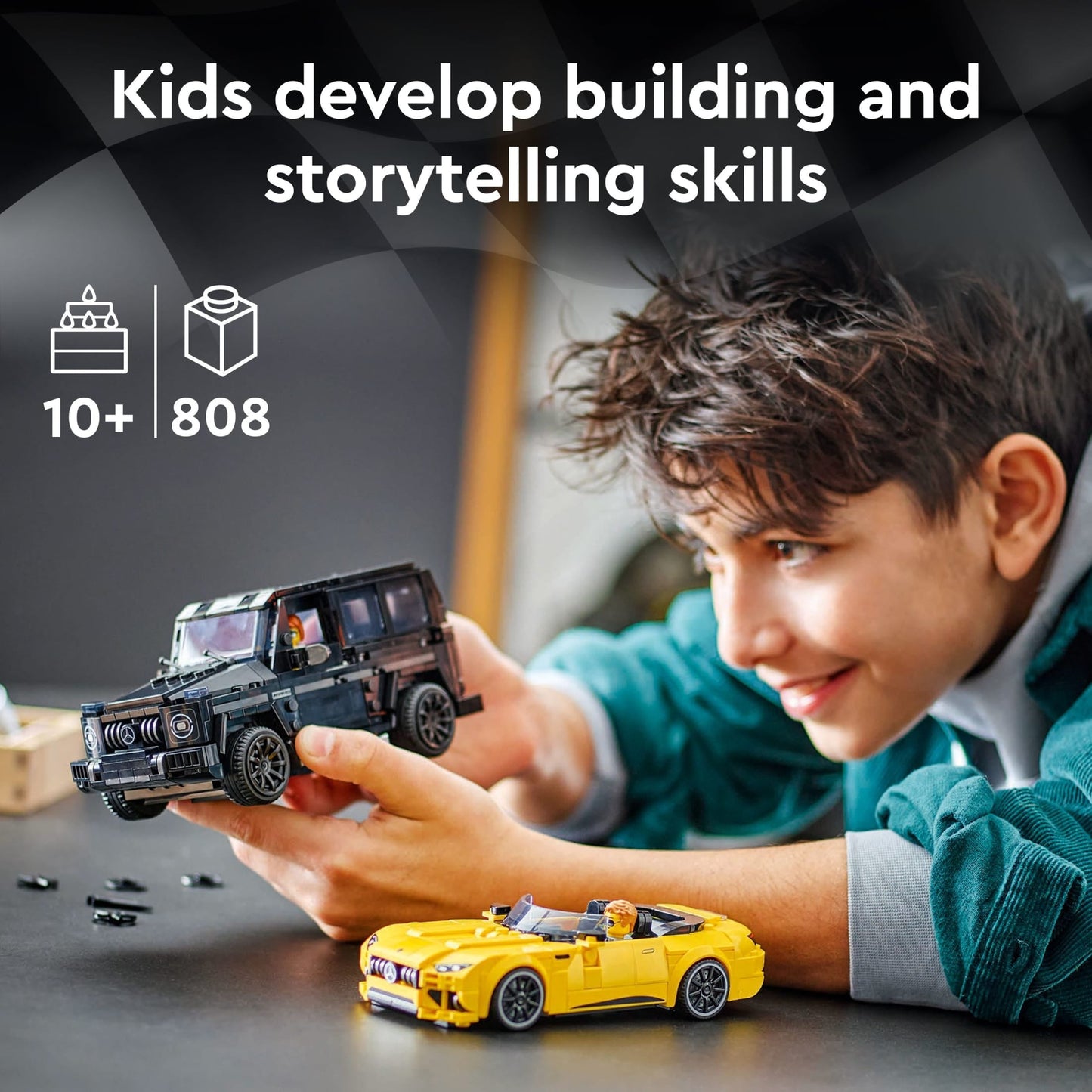 LEGO Speed Champions Mercedes-AMG G 63 & Mercedes-AMG SL 63 F1 Toy Car Formula 1 Vehicle Set for Kids 2 Building Sets 2 Driver Minifigures Convertible Toy