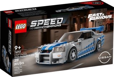 LEGO Speed Champions 2 Fast 2 Furious Nissan Skyline GT-R (R34) 76917 Race Car Toy Model Building Kit, Collectible with Racer Minifigure, 2023 Set for Kids