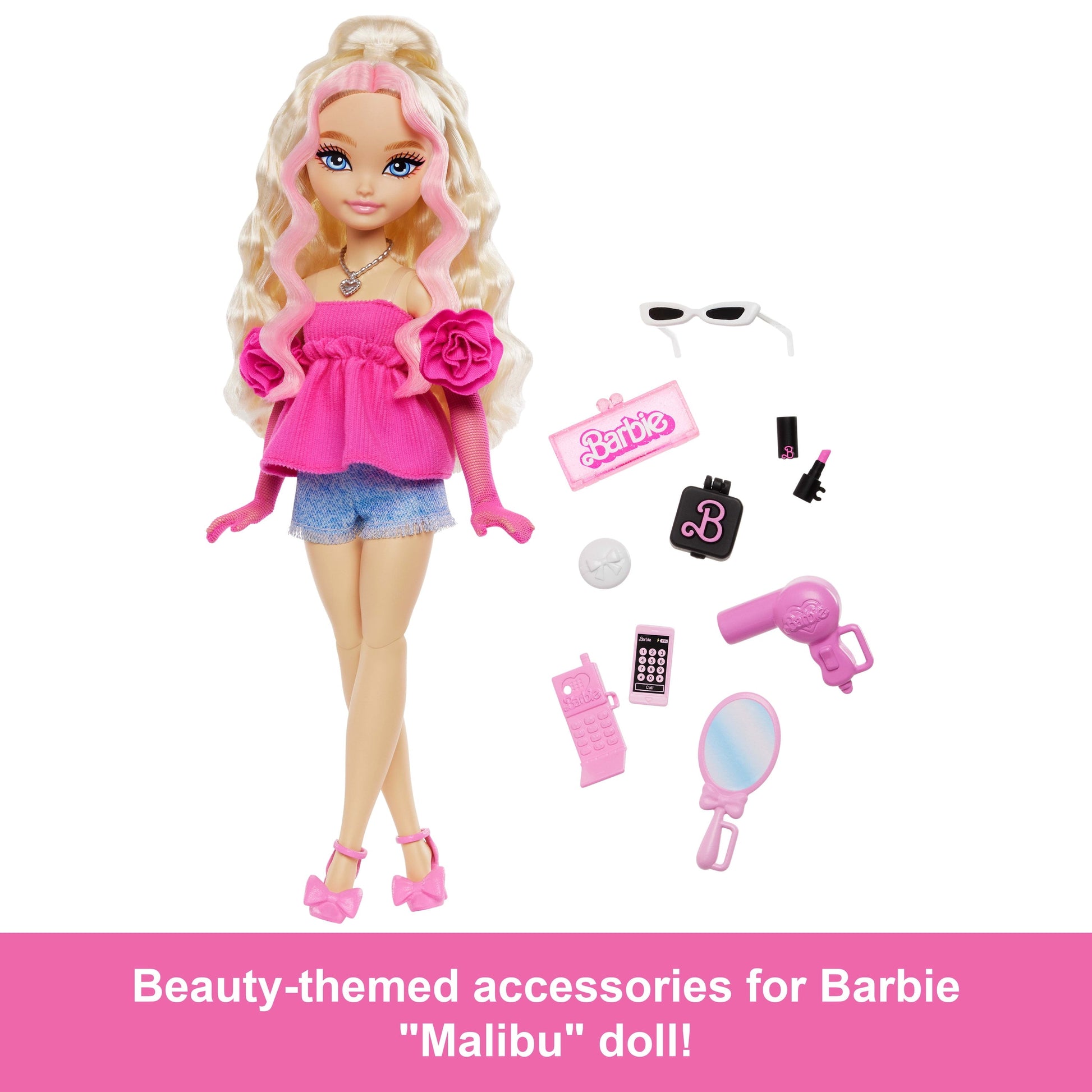 Barbie Dream Besties Barbie “Malibu” Fashion Doll with 8 Makeup & Hair Themed Accessories
