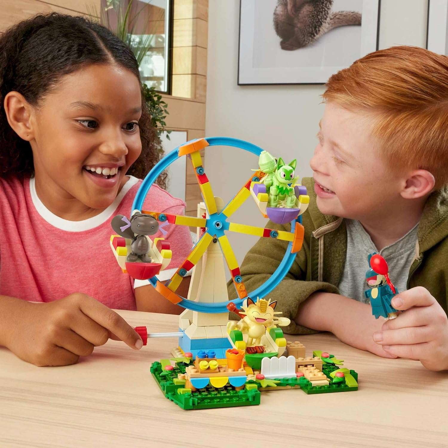 Mega Construx Pokemon Ferris Wheel Fun Set with 393 Pieces, 4 Posable Characters, 5+ Inches Tall