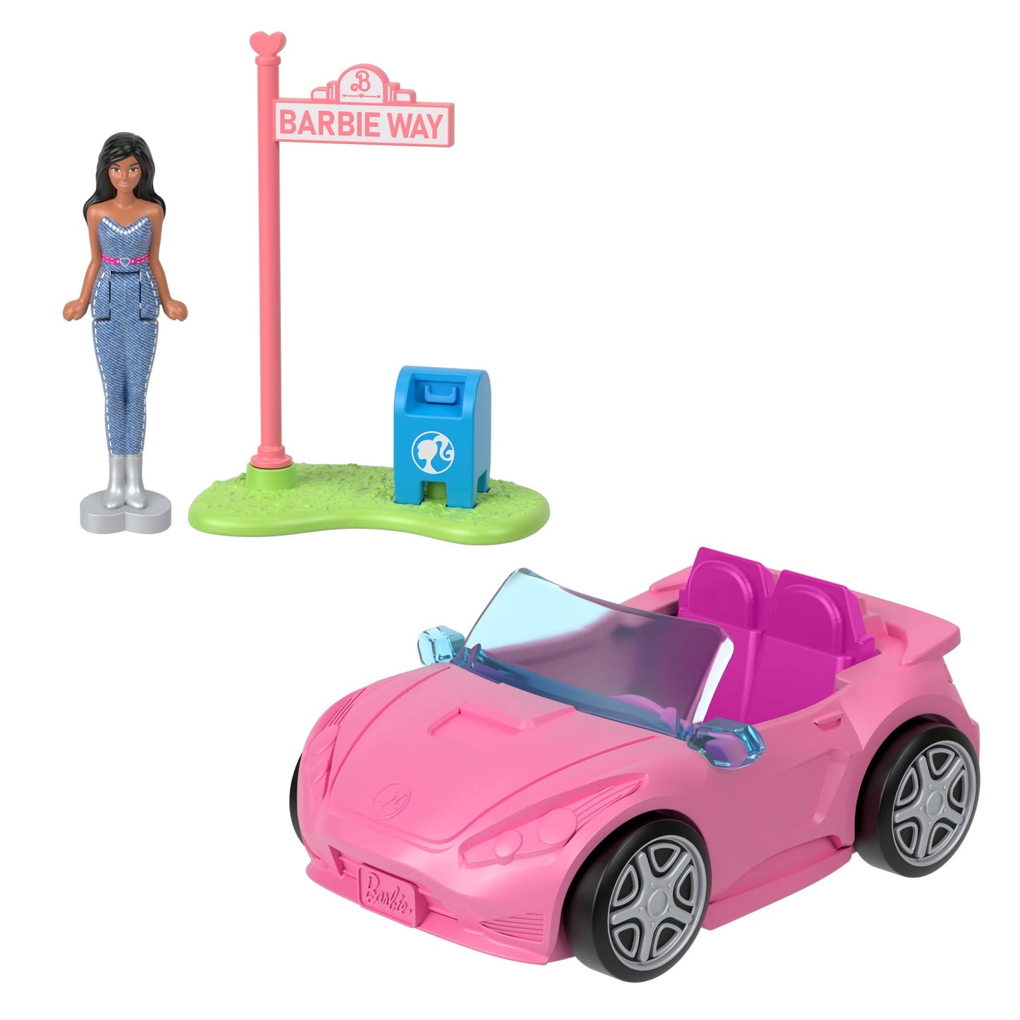Barbie Mini BarbieLand 4-Pack Doll & Vehicle Set, 4 1.5-inch Dolls & 4 Iconic Toy Vehicles