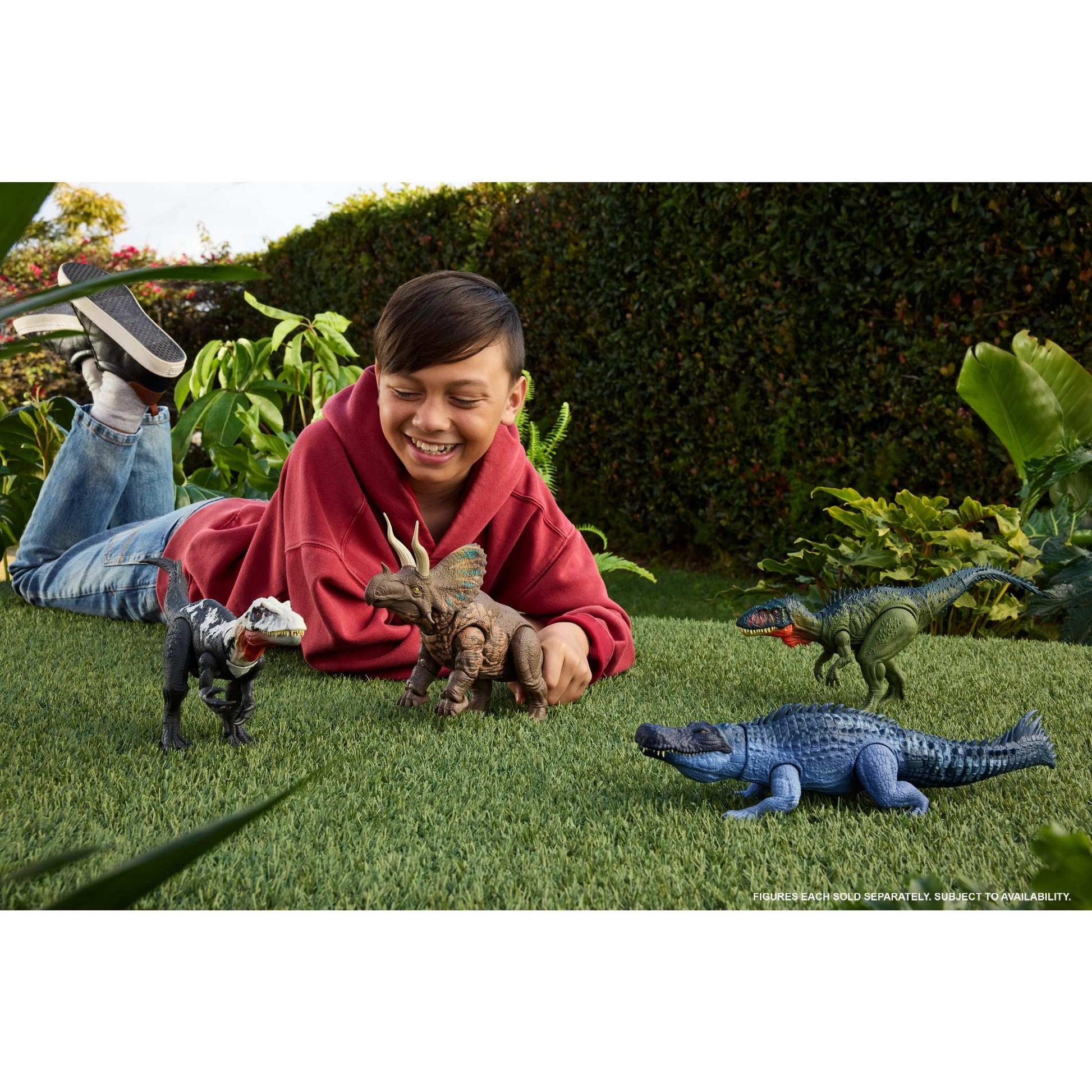 Jurassic World Rebirth Gigantic Thrashers Tyrannotitian Dinosaur Figure Toy, Tail Activated Attack