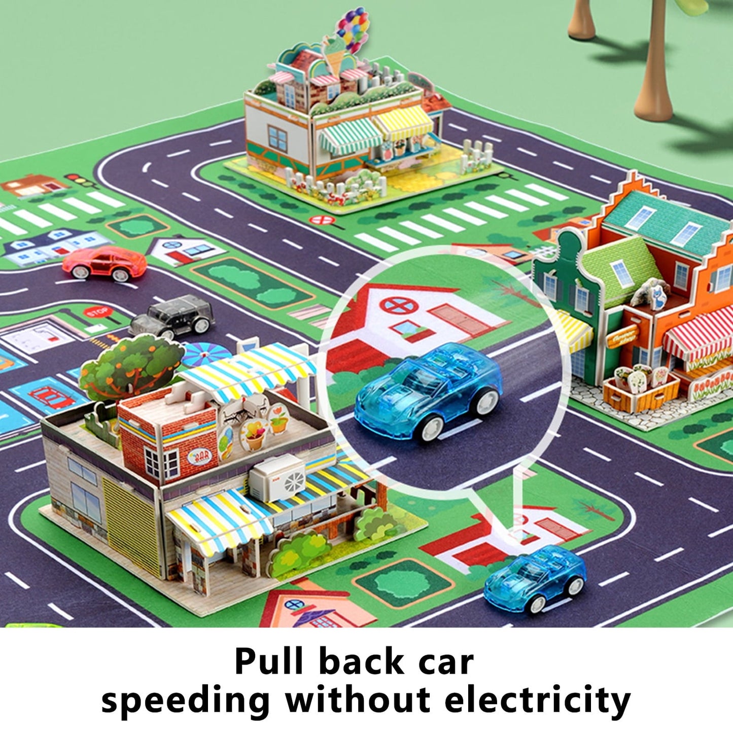 QiShi City Map Construction Building Sets with 6 Cartoon Character Toys, Preschool Educational Learning Toys for 6+ Year Old Kids Boys Girls Children