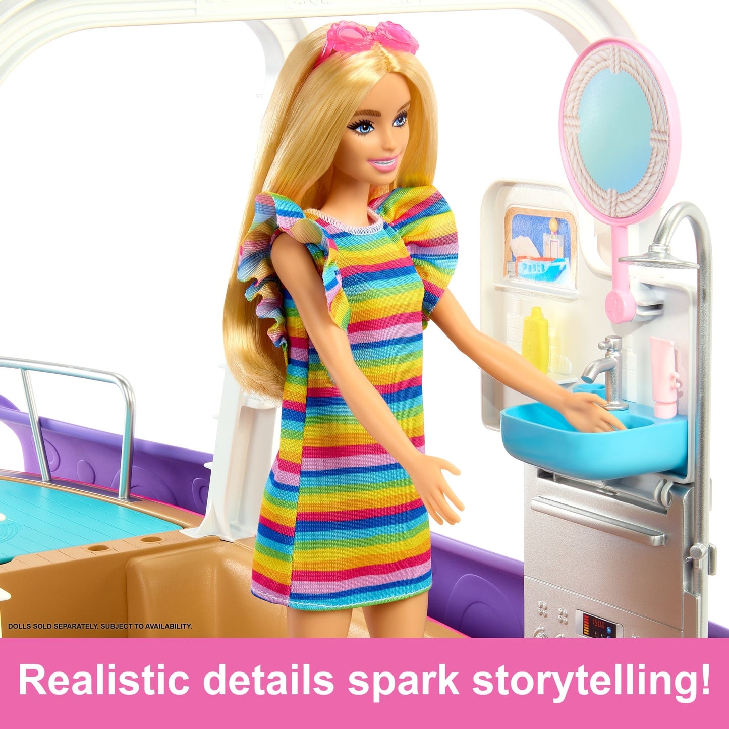 Barbie Dream Boat Playset with 20+ Accessories Including Dolphin, Pool and Slide, Multicolor