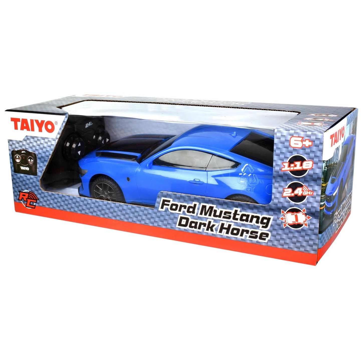 Taiyo: Ford Mustang GTD Dark Horse RC - Blue - 1:18 Scale Car, 2.4Ghz Remote Controlled Vehicle, Controller, Battery Operated Sports Car, Licensed