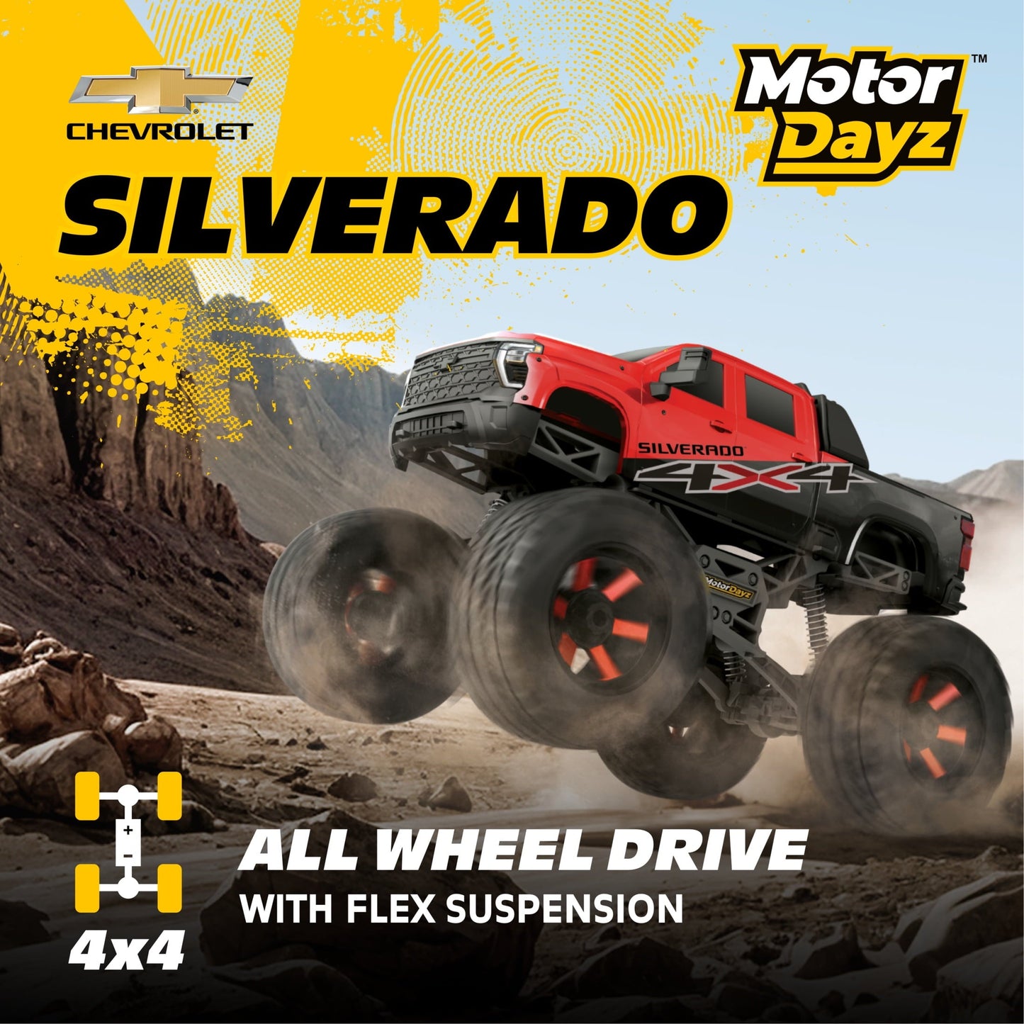 Motor Dayz (1:10) Chevrolet Silverado Heavy Metal Remote Control 4X4 Truck