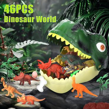 Dinosaur Toys for Kids 3-8 | 46PCS Kids Dinosaur Toys Playset with Realistic Jurassic Dinosaurs, Trees, Eggs & Fence – Educational Dino Toys for Toddler Boys & Girls