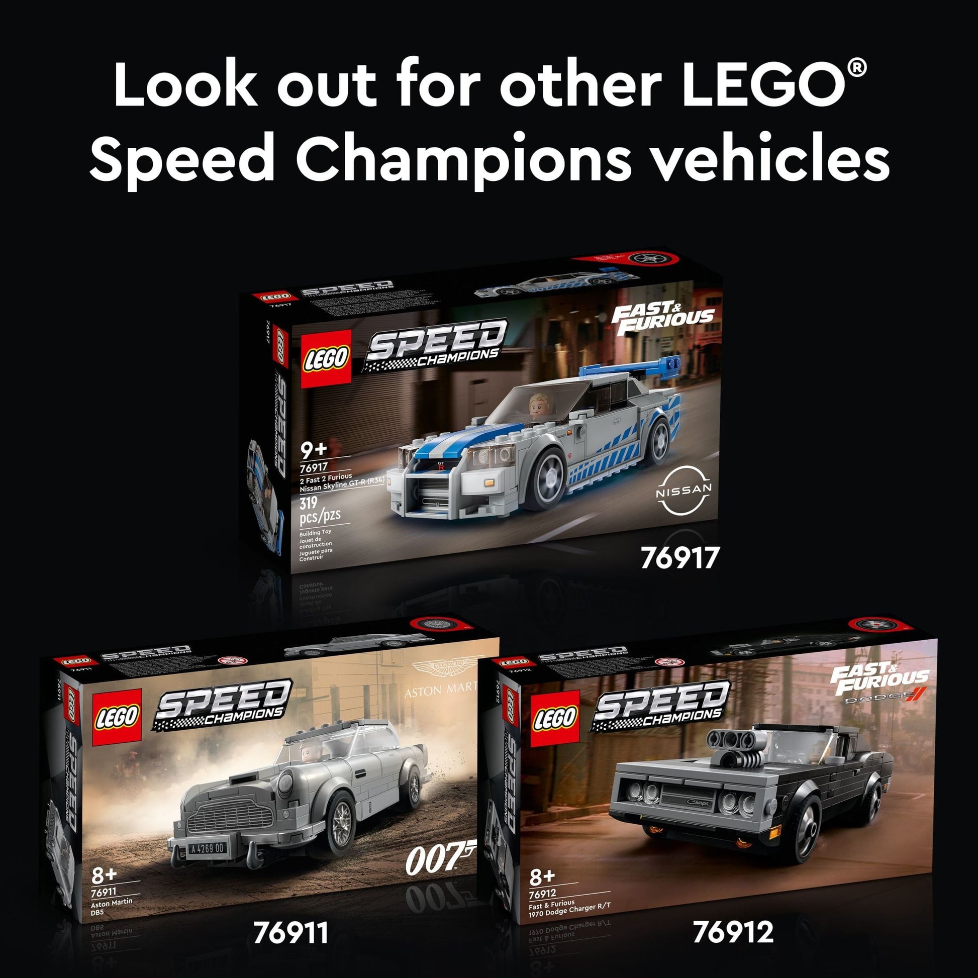 LEGO Speed Champions 2 Fast 2 Furious Nissan Skyline GT-R (R34) 76917 Race Car Toy Model Building Kit, Collectible with Racer Minifigure, 2023 Set for Kids