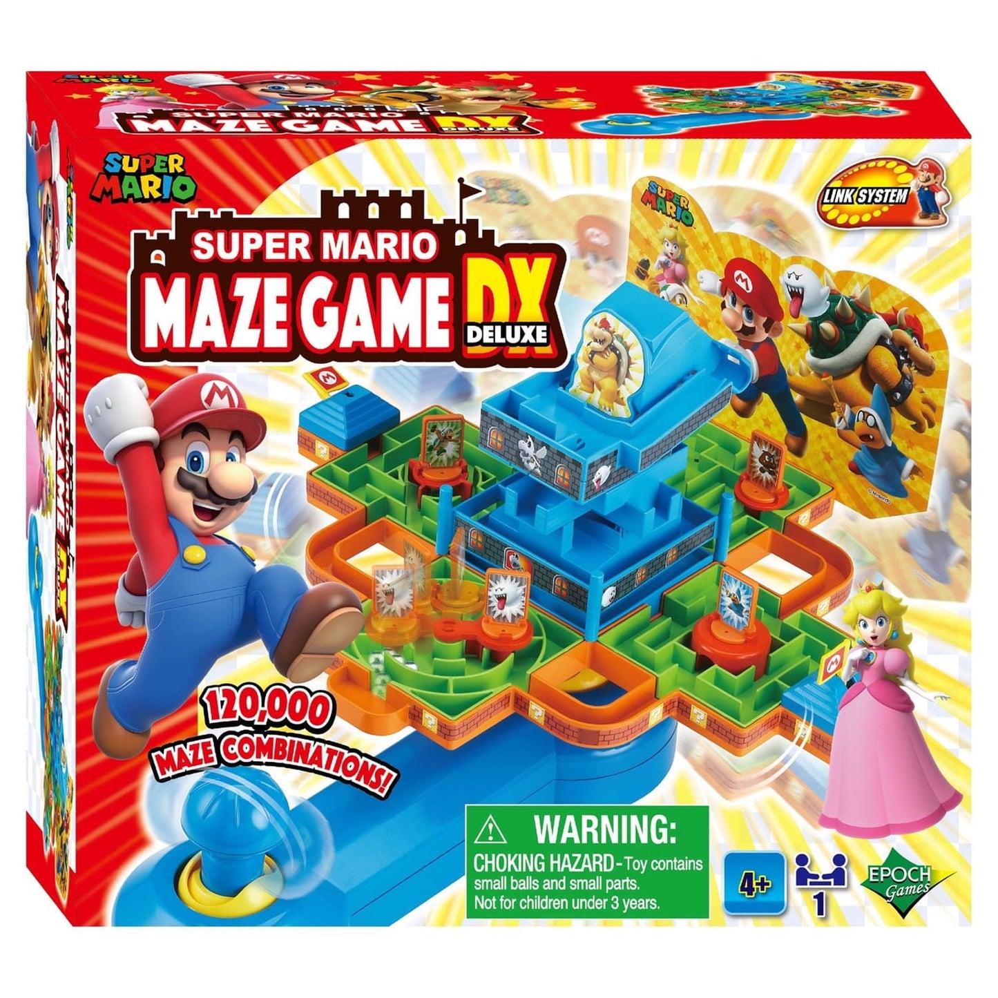 Epoch Games Super Mario Maze Game DX, Tabletop Skill and Action Game with Collectible Super Mario Action Figures