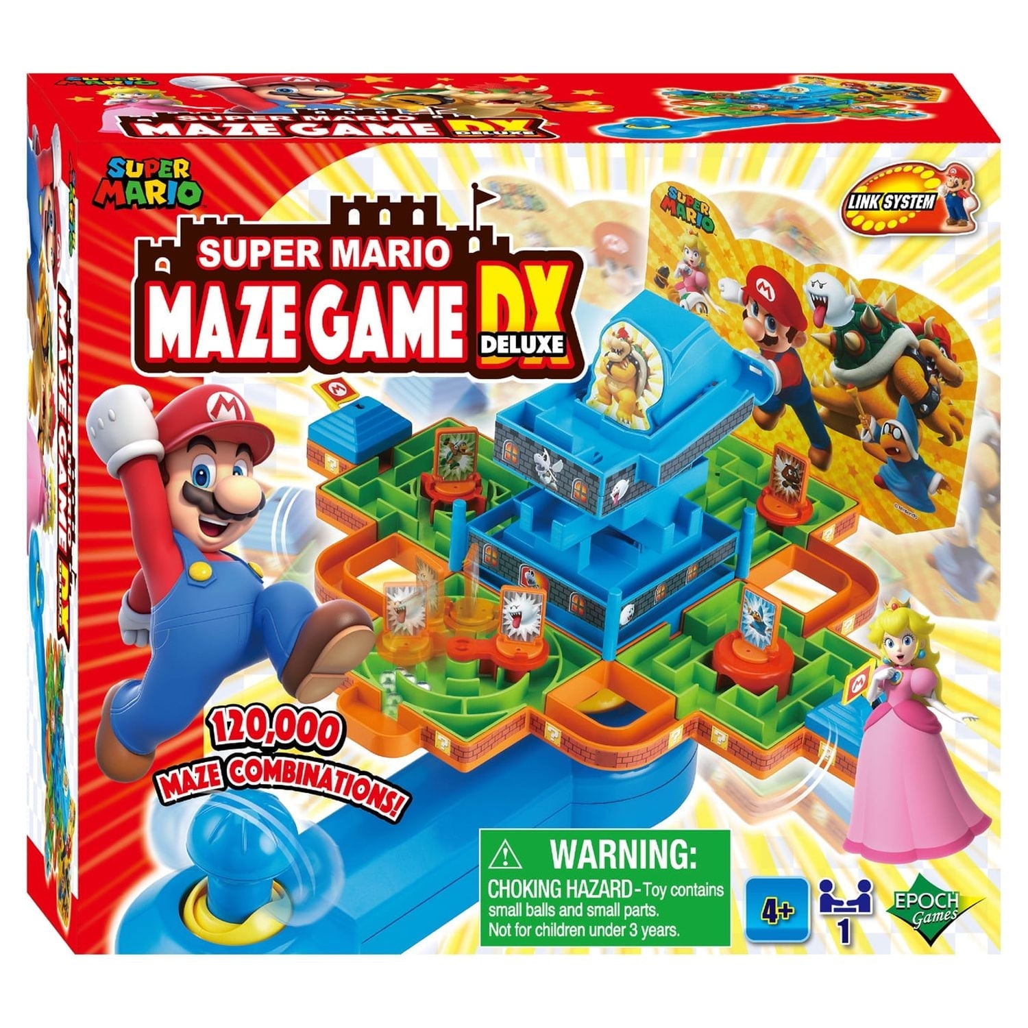 Epoch Games Super Mario Maze Game DX, Tabletop Skill and Action Game with Collectible Super Mario Action Figures