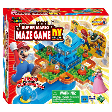 Epoch Games Super Mario Maze Game DX, Tabletop Skill and Action Game with Collectible Super Mario Action Figures