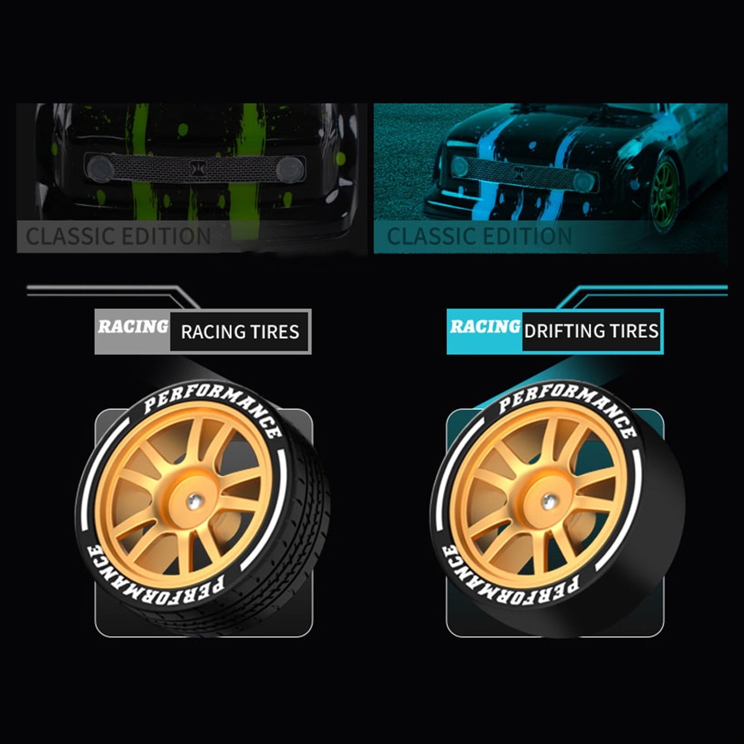 1/16 RC Drift Car, 20KM/H 4WD 2.4GHz Remote Control Car with 2 Batteries, High Speed Drift RC Cars, Extra Tires, Lights and Spray, Toy Car for Adults Boys Girls Gifts