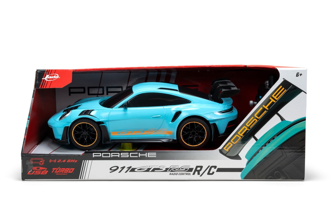Jada Toys Porsche 911 (992) GT3 RS – 1:16 RC – USB Rechargeable with Turbo Function, Radio Control Cars(Blue)