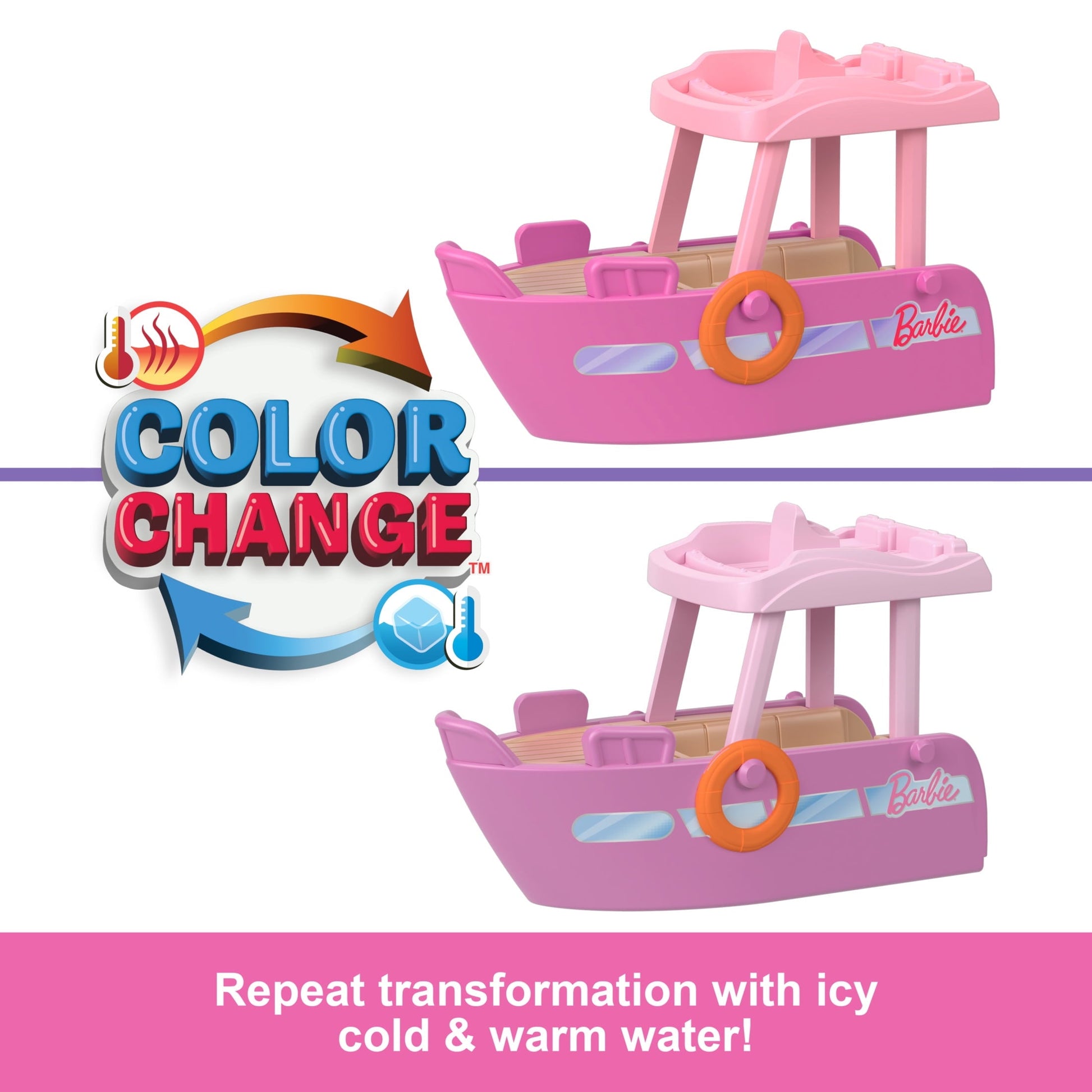 Barbie Mini BarbieLand Doll & Vehicle Set with 1.5-inch Doll & Dream Boat with Color-Change