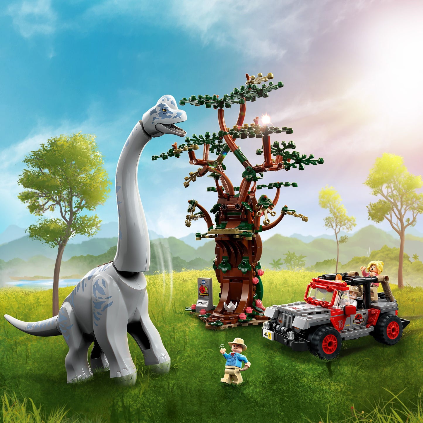 LEGO Jurassic World Brachiosaurus Discovery 76960 Jurassic Park 30th Anniversary Dinosaur Toy, Featuring a Large Dinosaur Figure and Brick Built Jeep Wrangler Car Toy, Fun Gift Idea for Kids Ages 9+