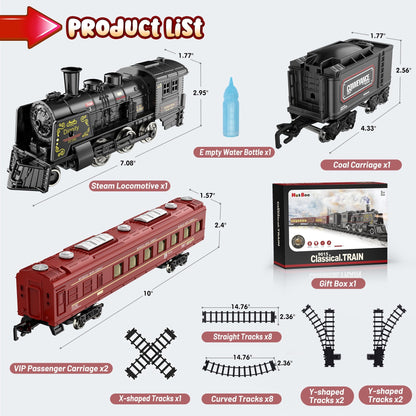 Flooyes Electric Train Sets With light-up carriages, Train Toys With figure-eight track, Birthday Gifts For Boys Girls Red