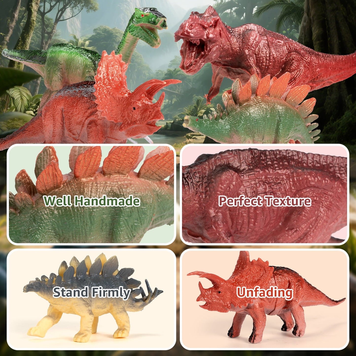 FunMagic Dinosaur Toys for Kids 3-6,45PCS Realistic Jurassic Dinosaurs Figures with Eggs&Trees&Fence,Dino World Playset, Gift for Toddler Boys & Girls