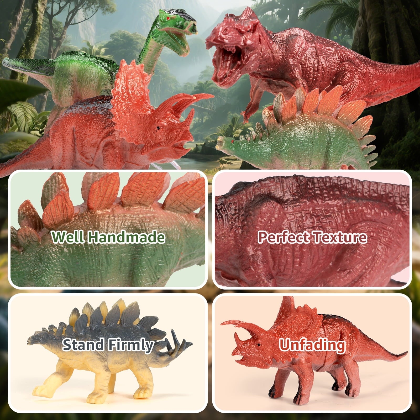 FunMagic Dinosaur Toys for Kids 3-6,45PCS Realistic Jurassic Dinosaurs Figures with Eggs&Trees&Fence,Dino World Playset, Gift for Toddler Boys & Girls