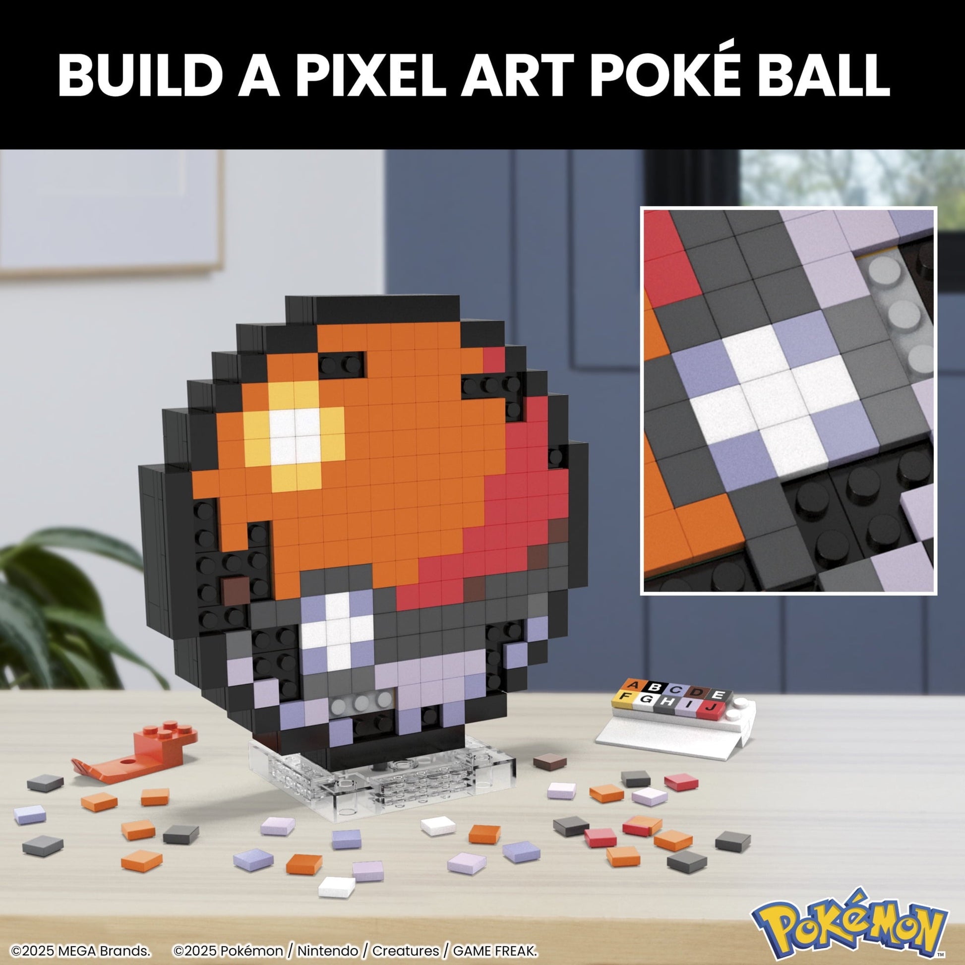 Mega Bloks - Pokemon Classic Poke Ball, Pixel Art, 342 Piece Building Toy Set
