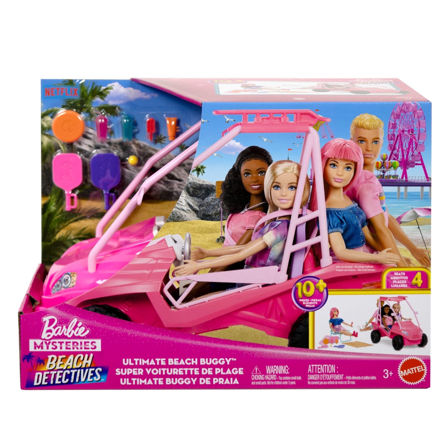 Barbie Mysteries: Beach Detectives Ultimate Beach Buggy Vehicle Playset with 10+ Accessories