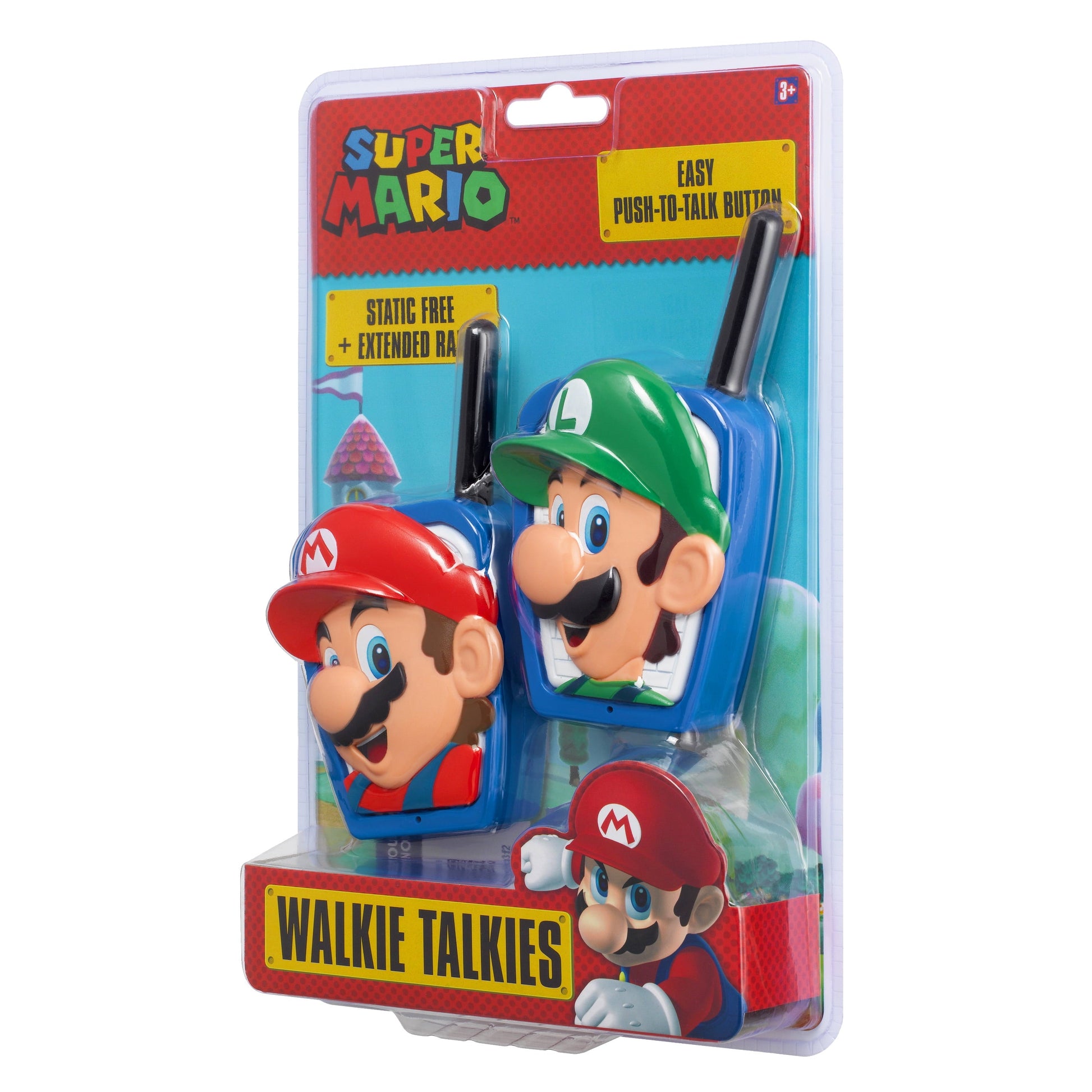 Super Mario Extended Range Walkie Talkies - Action Figures - Push to Talk Button, Children Ages 3+