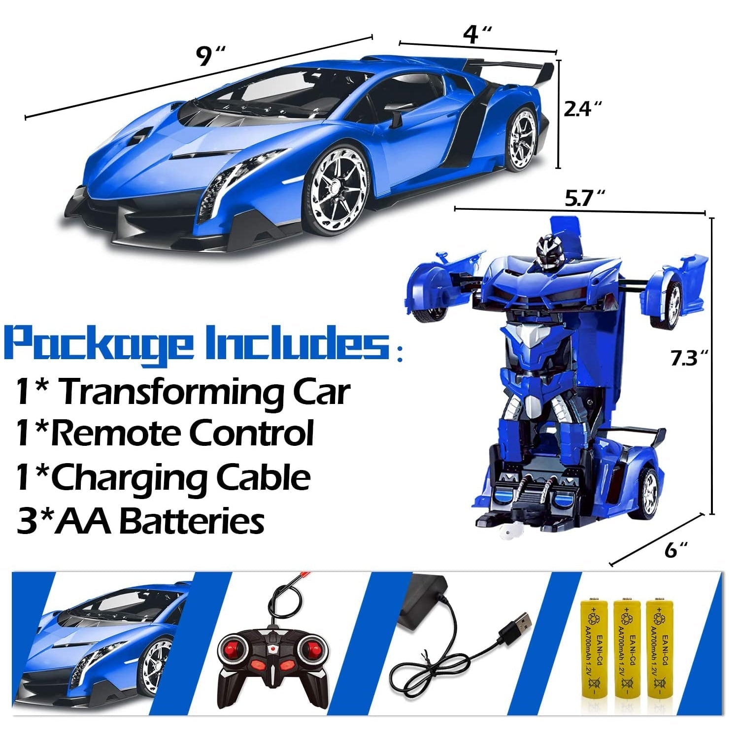 Remote Control Cars, Transform Car Robot, RC Cars for Kids, Boys Gifts Ages 4 5 6 7 8 9 10 11 Year Old Gift