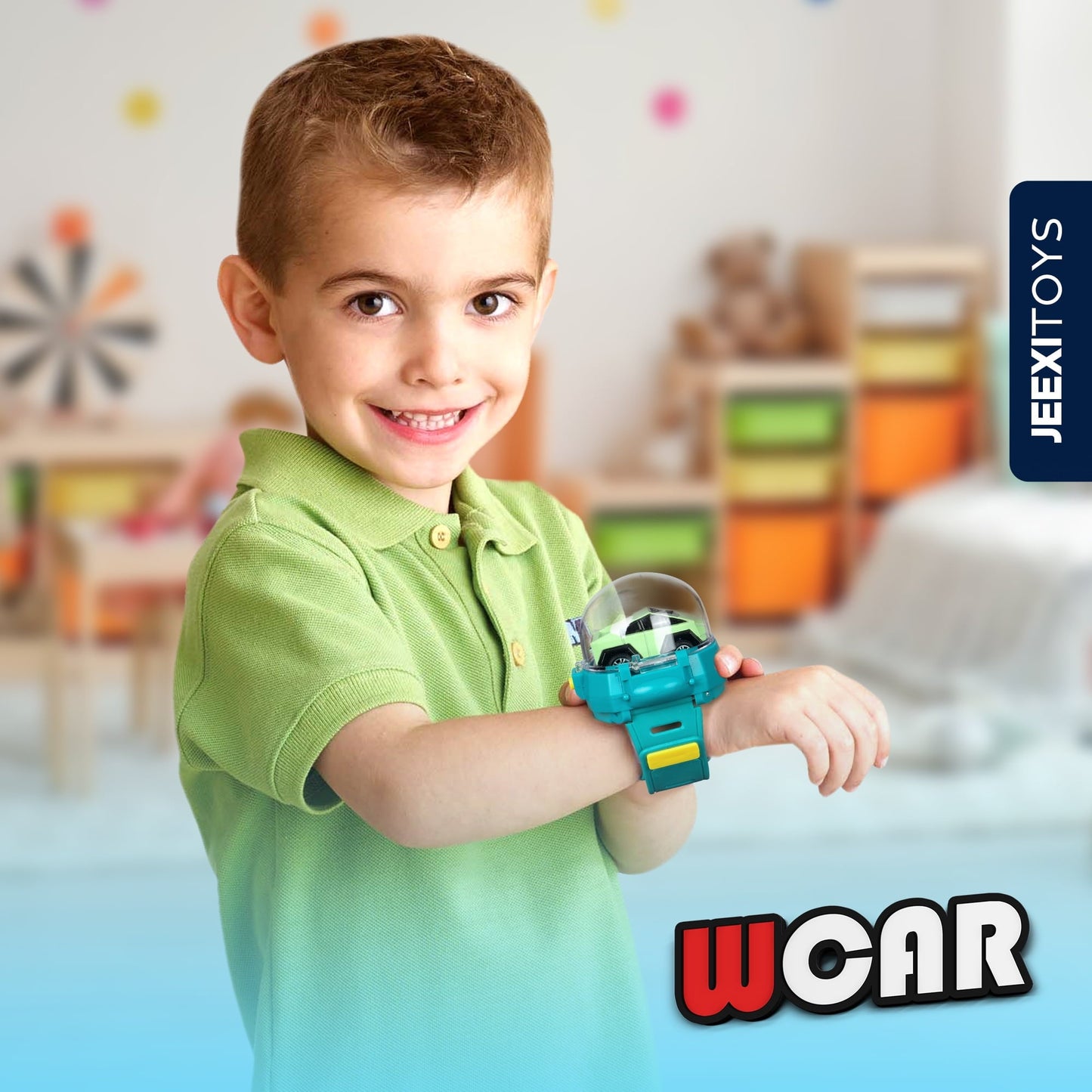 JEEXI Mini RC Car Watch Set for Kids – Wearable Remote Control Cars, LED Lights, Wrist-Mounted Controllers – Toy Cars for Boys & Girls, Fun Parent-Child Playtime - 2 Pack (Green & Gray)