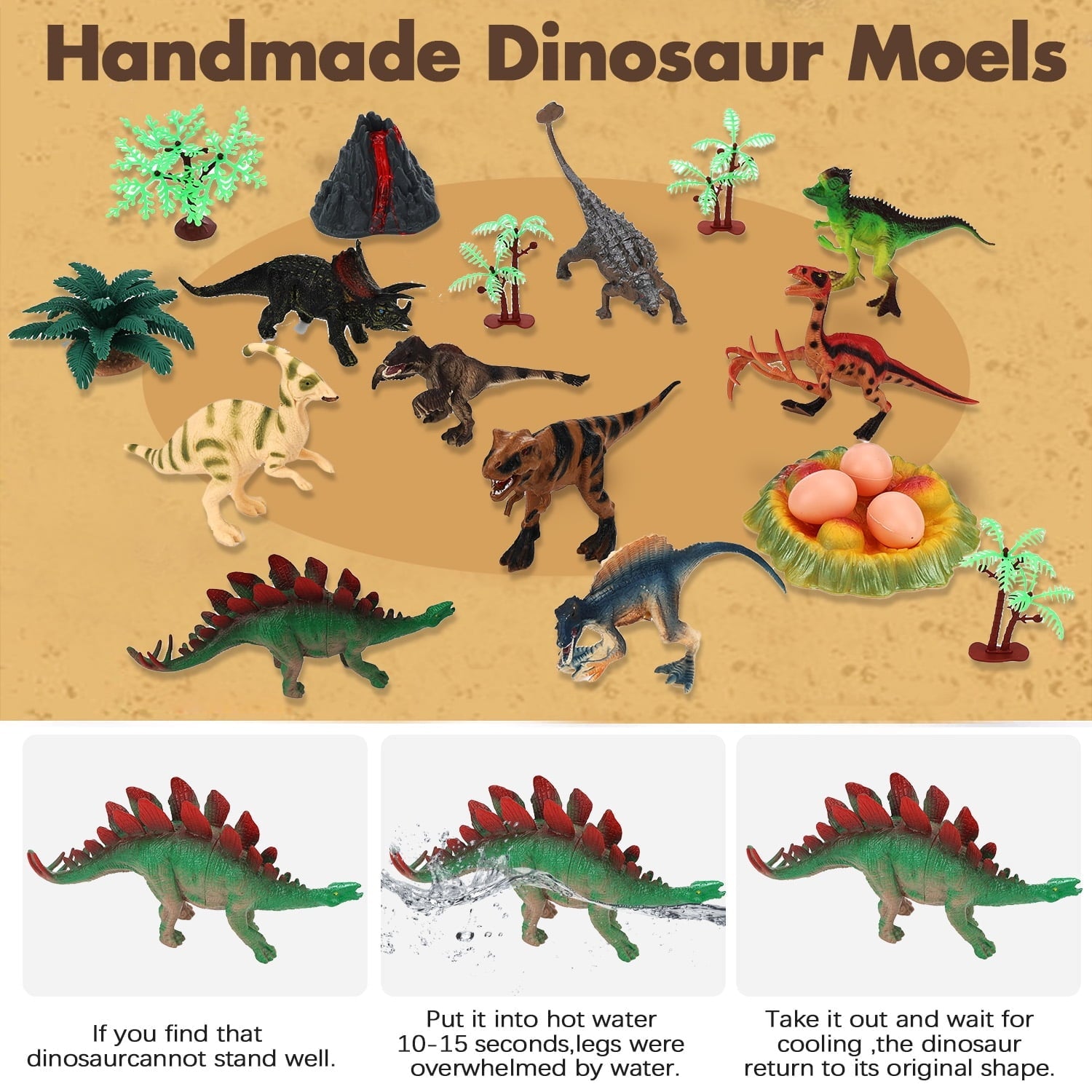 Lictin Dinosaur Toys Play Set, 42 PCS Dinosaur Toys with Play Mat for Kids Toddlers, Dinosaur Figures, Trees, Volcano, Dinosaur Toys Gift Set for 3 4 5 6 7 8 Years Boys Girls