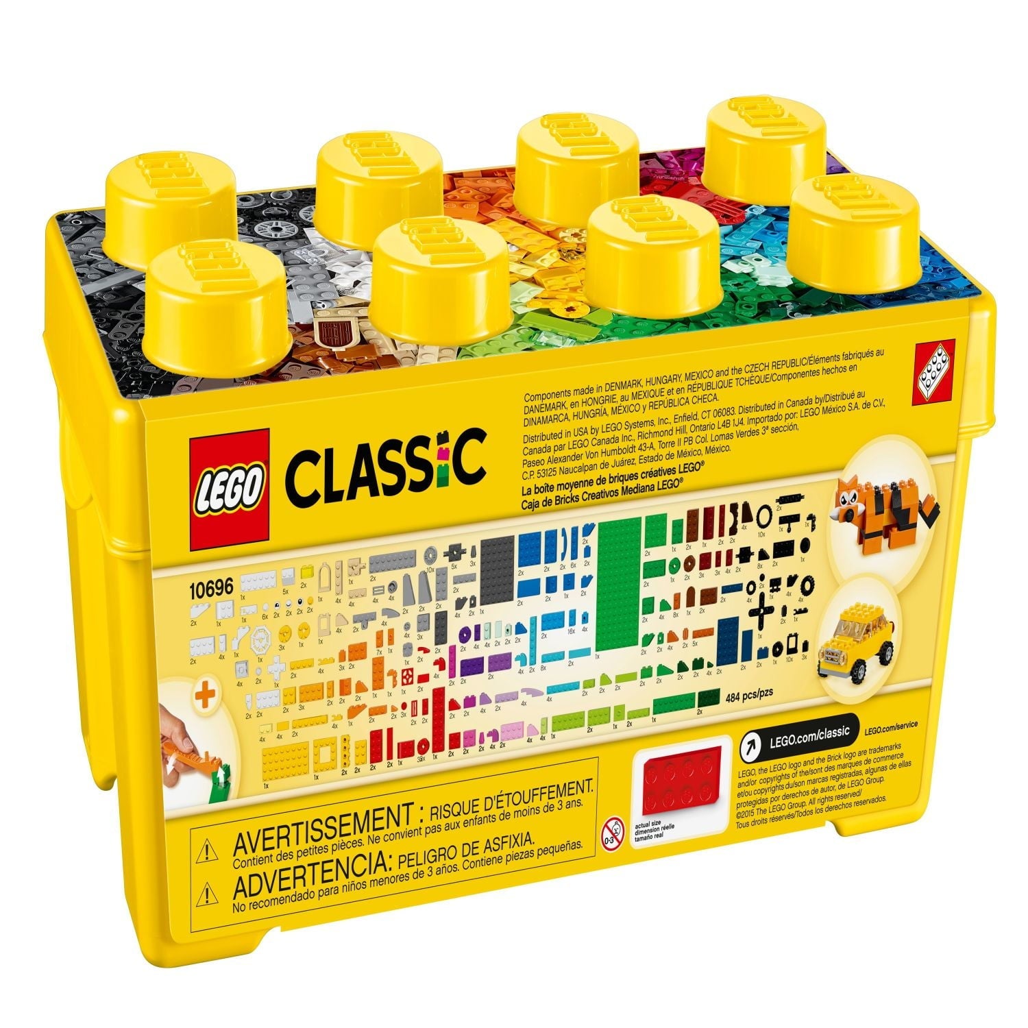 LEGO Classic Medium Creative Brick Box , Toy Set with Train, Car, Tiger, Birthday Gift for Kids 4+, 10696