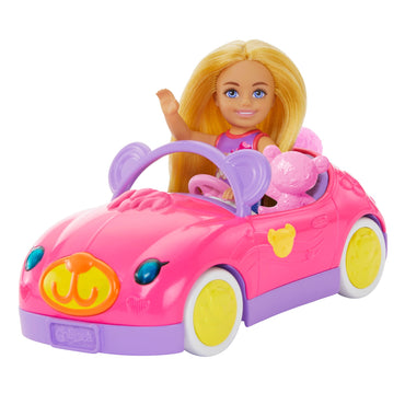 Barbie Chelsea Vehicle Set with Blonde Small Doll, Toy Car & Teddy Bear Accessory