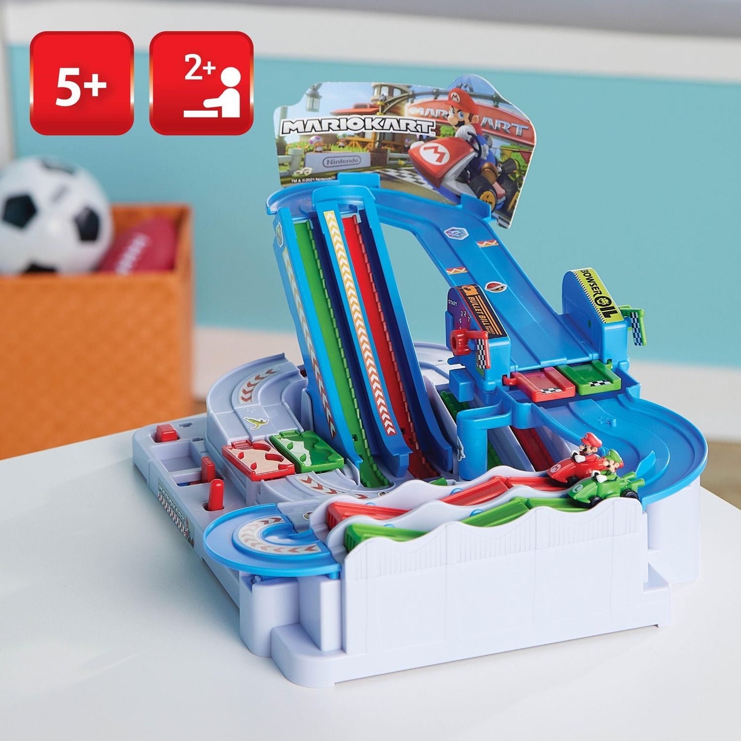 Epoch Games Super Mario Kart Racing Deluxe, Challenging Obstacle Course Track with Collectible Super Mario Kart Figures