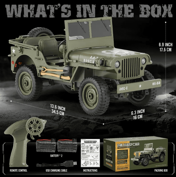 Alvantor 1/10 Scale RC Rock Crawler Truck 4x4 Off-Road – Military Style Remote Control Car