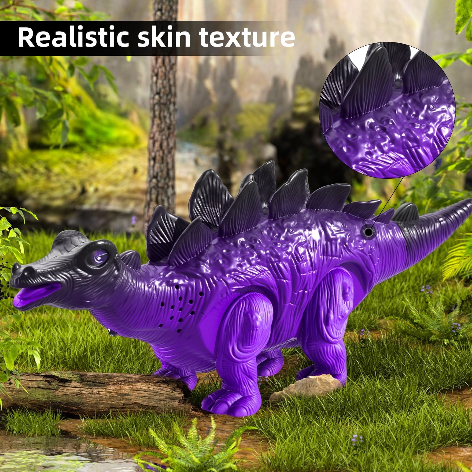 3 Pack Electric Walking Dinosaur Toys for Toddlers 3 4 5 Years with Roar Sounds and Lights Up, Realistic Robot T-Rex, Brachiosaurus, Stegosaurus Dinosaur Figures for Kids