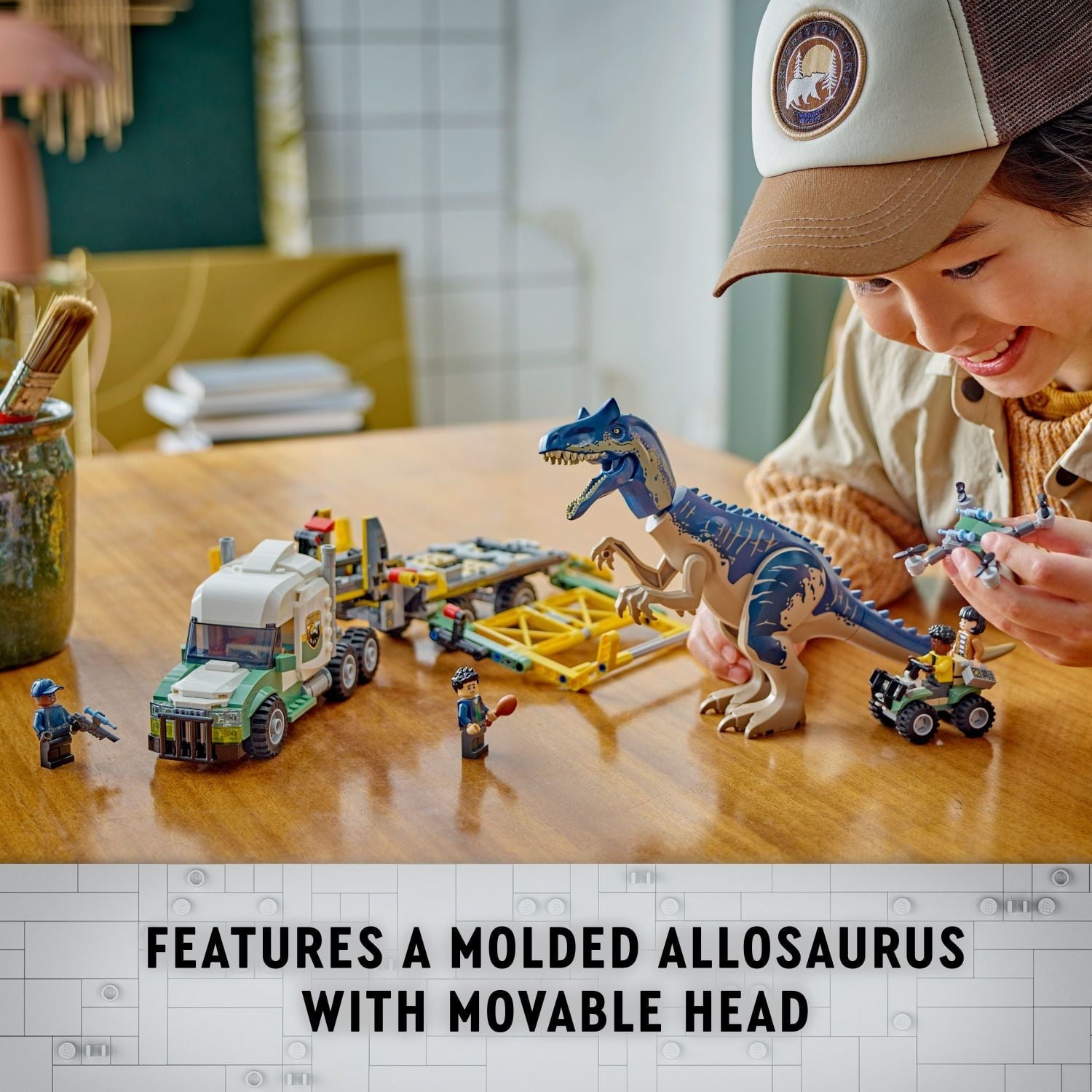 LEGO Jurassic World Dinosaur Missions: Allosaurus Transport Truck Toy, Fun Gift Idea for Kids with Kenji, Darius and Yaz Minifigures, Jurassic World Dinosaur Toy for Boys and Girls Ages 8 and Up 76966