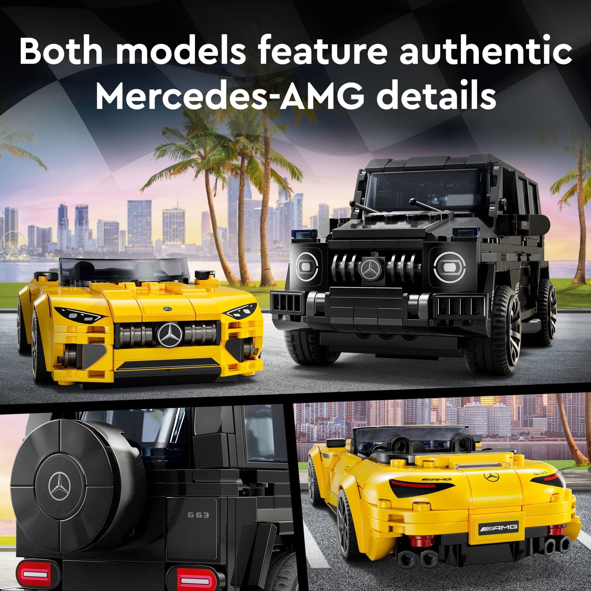 LEGO Speed Champions Mercedes-AMG G 63 & Mercedes-AMG SL 63 F1 Toy Car Formula 1 Vehicle Set for Kids 2 Building Sets 2 Driver Minifigures Convertible Toy