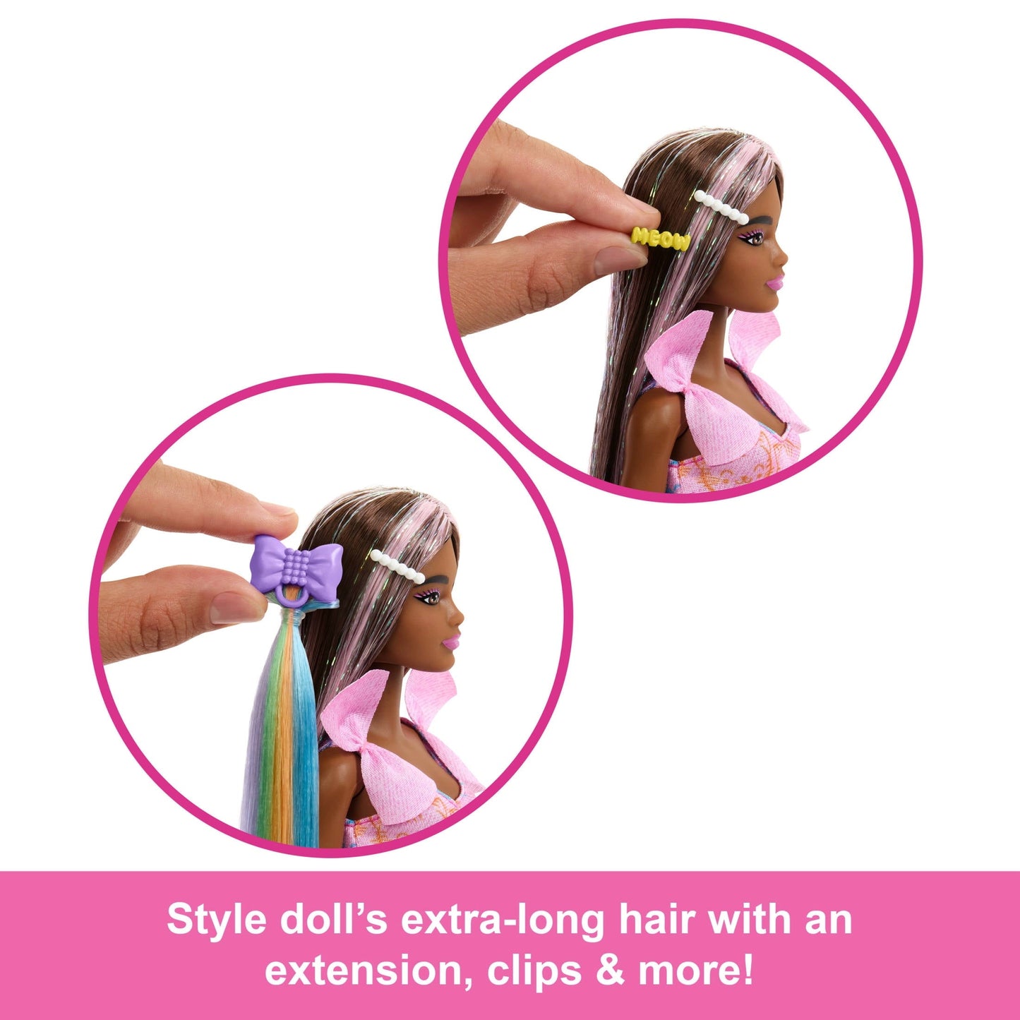 Barbie Fun & Fancy Doll & Accessories, Brunette Fashion Doll with Extra-Long Hair & 2 Looks