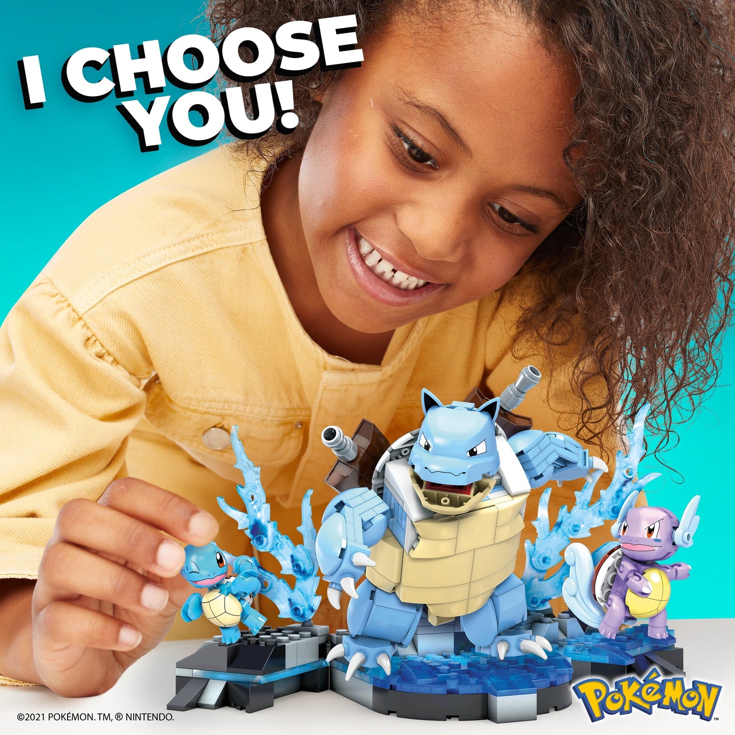 MEGA Pokemon Squirtle Building Toy Kit with 3 Action Figures (379 Pieces) for Kids