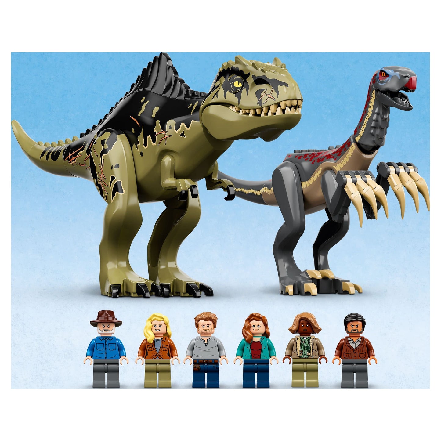 LEGO Jurassic World Giganotosaurus & Therizinosaurus Attack 76949 with 2 Dinosaur Toy Figures, ATV Car, Helicopter & Garage, Gifts for Kids, Boys and Girls
