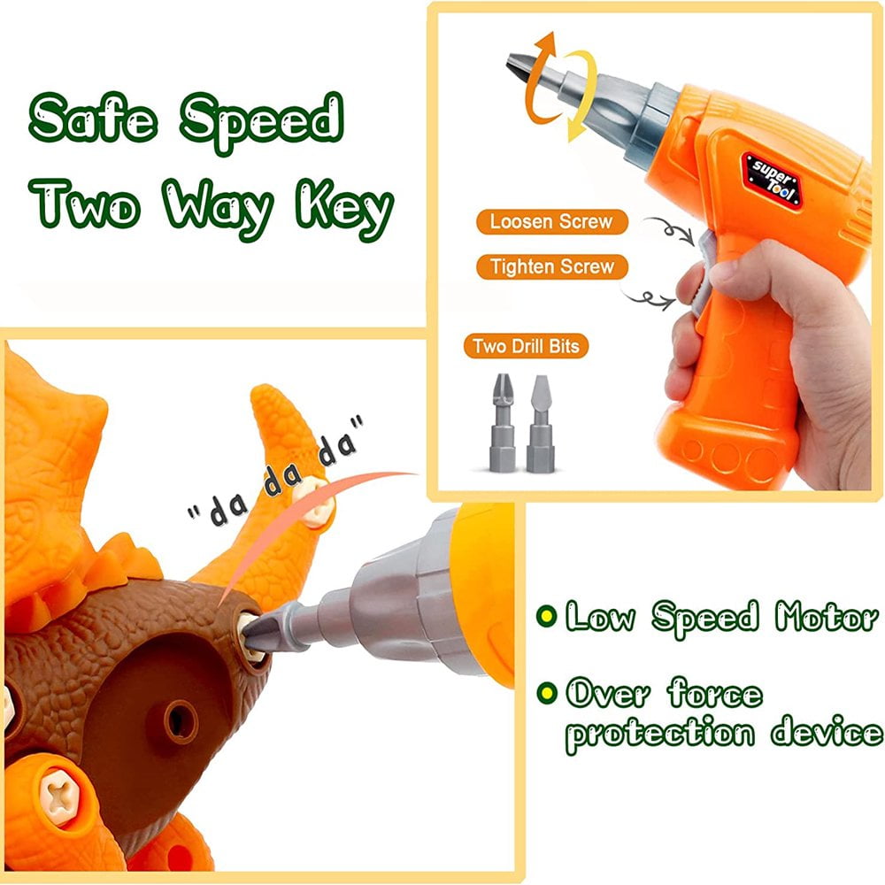 JBeeCtrl Dinosaur Toys for 3 4 5 6 7 Years Old Boys Take Apart Dinosaur Toys with Electric Drill for Kids 3-5 5-7 Construction Building Toy Party Christmas Birthday Gifts for Toddlers Boys Girls