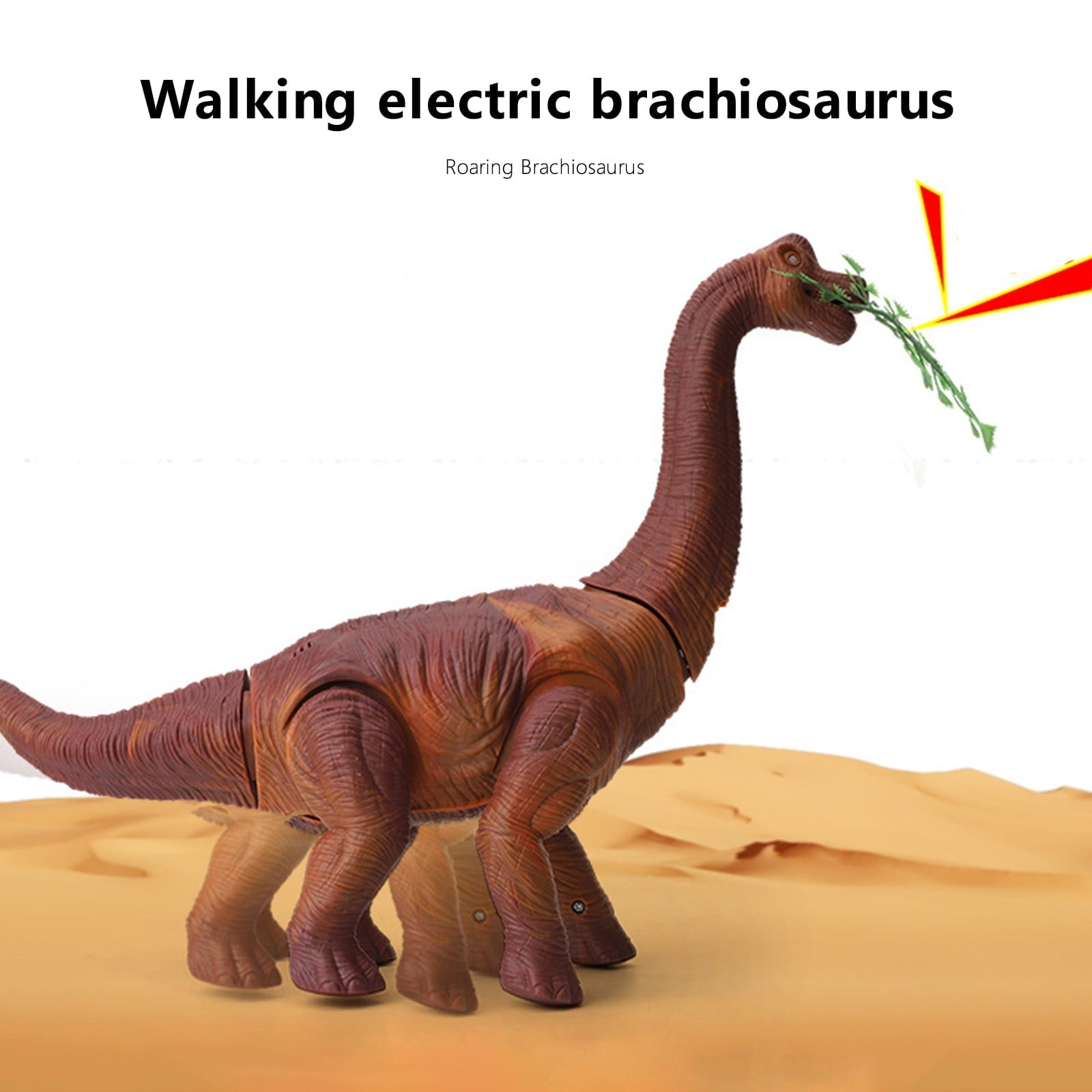 STROLA Electric Toys For Toddlers, Dinosaur Toys Walk With And Lay Eggs Projection Brachiosaurus Simulation Model Toy Gifts For Boys And Girls,Plastic,Brown,Birthday Gift
