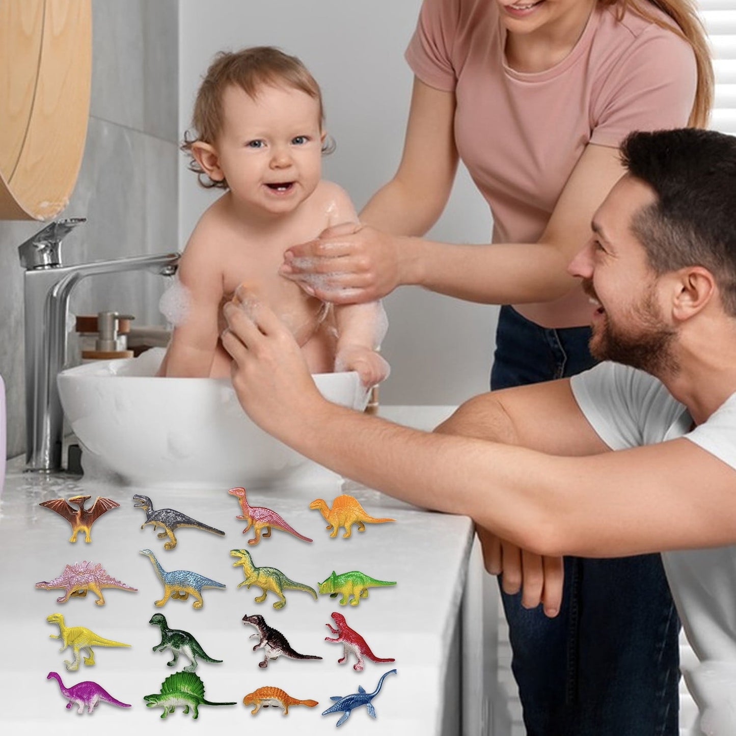 WozhuoToy 16 Pcs Mini Dinosaur Figures Kids Birthday Gifts Mini Dinosaur Toys Bulk Cupcake Toppers Small Plastic Educational Figures Dinosaur Party Favors for School Classroom Exchange