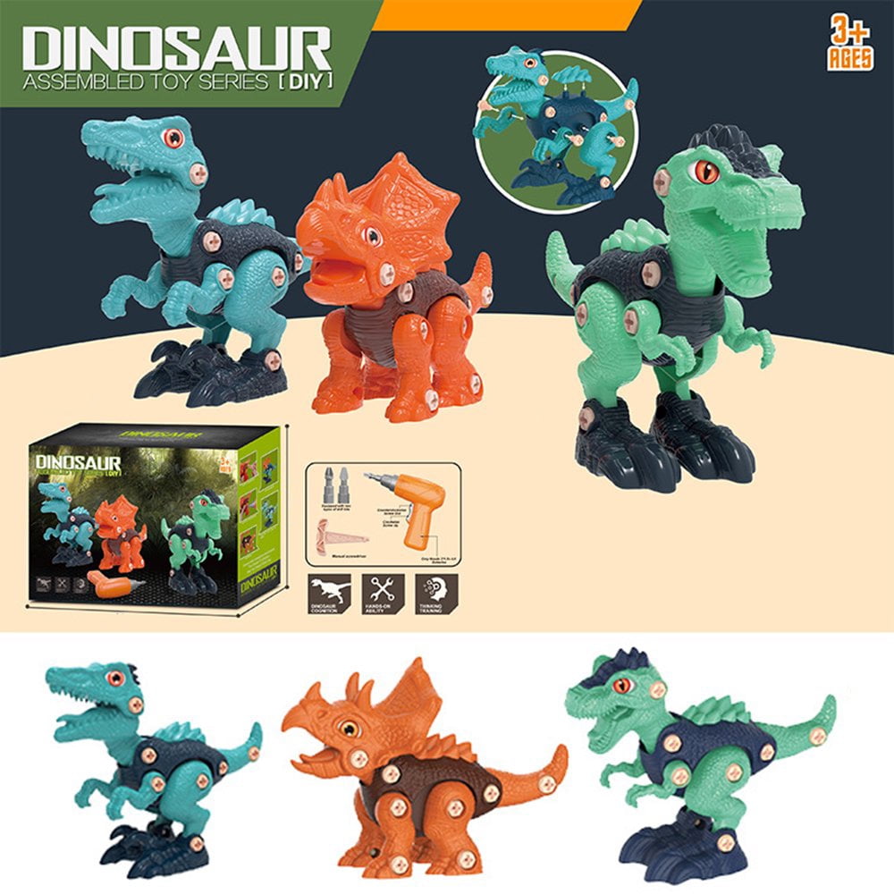JBeeCtrl Dinosaur Toys for 3 4 5 6 7 Years Old Boys Take Apart Dinosaur Toys with Electric Drill for Kids 3-5 5-7 Construction Building Toy Party Christmas Birthday Gifts for Toddlers Boys Girls